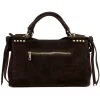  Dámska semišová kožená kabelka Camilla PREMIUM 10.008 tmavohnedá 35 x 23 x 16 cm
