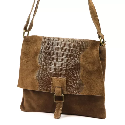  Dámska kabelka Luka 26-076 CROCO z semišovej kože, taška cez rameno 31 x 26 x 5 cm