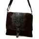  Dámska semišová kožená kabelka Luka 26-076 CROCO tmavohnedá, cez rameno 31 x 26 x 5 cm