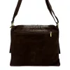  Dámska semišová kožená kabelka Luka 26-076 CROCO tmavohnedá, cez rameno 31 x 26 x 5 cm