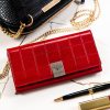  Dámska veľká peňaženka Rovicky RPX-20A-3 z kože a kožených vlákien v červenej farbe