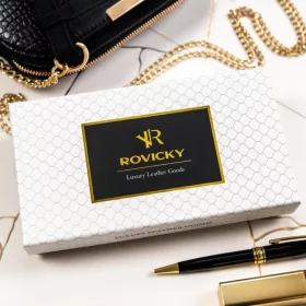    Veľká čierna dámska peňaženka Rovicky RPX-20A-3 z kože a kožených vlákien