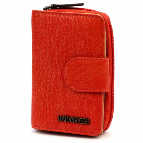 Dámska peňaženka z hovädzej kože Mato Grosso 0821-50 s RFID červenou farbou, 9 x 13 x 3,5 cm