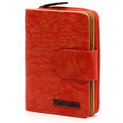  Dámska peňaženka z hovädzej kože Mato Grosso 0745-50 s RFID červenou farbou 10 x 13,5 x 3,5 cm