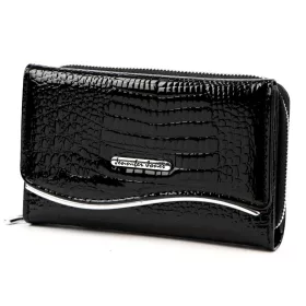    Dámska peňaženka Jennifer Jones 5245-2 ZIP z hovädzej kože, čierna, 14 x 9 x 3 cm