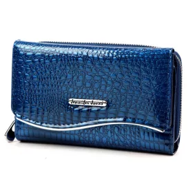   Dámska peňaženka Jennifer Jones 5245-2 ZIP modrá z hovädzej kože 14 x 9 x 3 cm