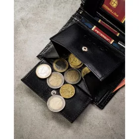    Pánska kožená peňaženka Peterson PTN N4-NGV čierna 10 x 12,5 x 2 cm