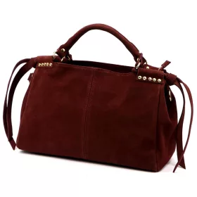    Dámska kabelka Camilla PREMIUM 10.008 z bordovej semišovej kože 35 x 23 x 16 cm