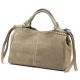  Dámska kožená kabelka Camilla PREMIUM 10.008 v béžovej farbe, semišová, 35 x 23 x 16 cm