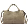  Dámska kožená kabelka Camilla PREMIUM 10.008 v béžovej farbe, semišová, 35 x 23 x 16 cm