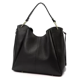    Luka 26-080 DOLLARO čierna dámska kožená kabelka cez rameno 39 x 37 x 13 cm