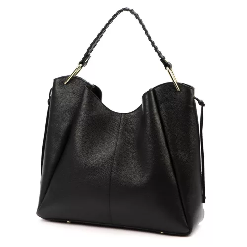  Luka 26-080 DOLLARO čierna dámska kožená kabelka cez rameno 39 x 37 x 13 cm
