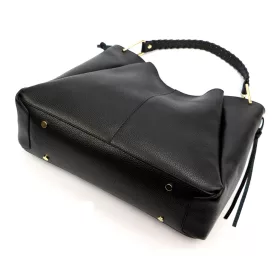    Luka 26-080 DOLLARO čierna dámska kožená kabelka cez rameno 39 x 37 x 13 cm