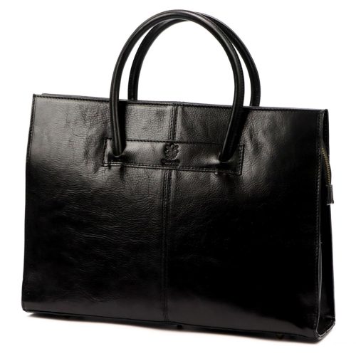  Dámska aktovka Florence 1028 z čiernej hovädzej kože 40 x 30 x 10 cm