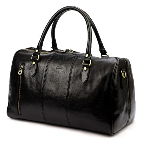  Cestovná taška Gregorio 133 z čiernej kože, 45 x 28 x 24 cm