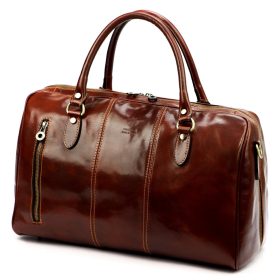    Kožená cestovná taška Gregorio 133 gaštanovočervenej farby 45 x 28 x 24 cm