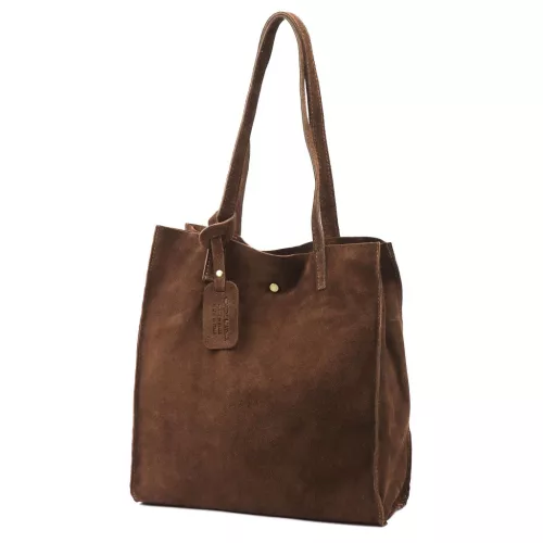  Dámska hnedá semišová kožená kabelka Luka 25-041 31 x 33 x 11 cm