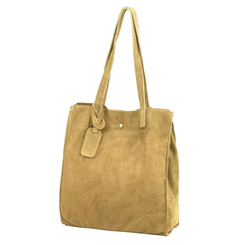  Dámska semišová kožená kabelka Luka 25-041 pieskovo modrá 31 x 33 x 11 cm