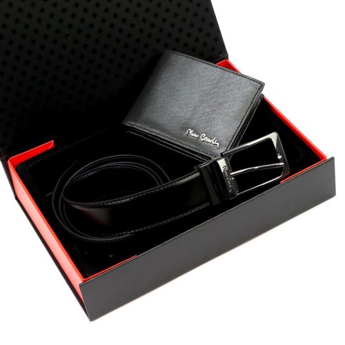  Pánsky darčekový set koženého opasku a peňaženky Pierre Cardin ZG-213-BR 125 cm