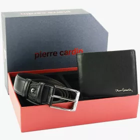    Pánska darčeková sada Pierre Cardin PARURE 2551 GG37 z čiernej hovädzej kože