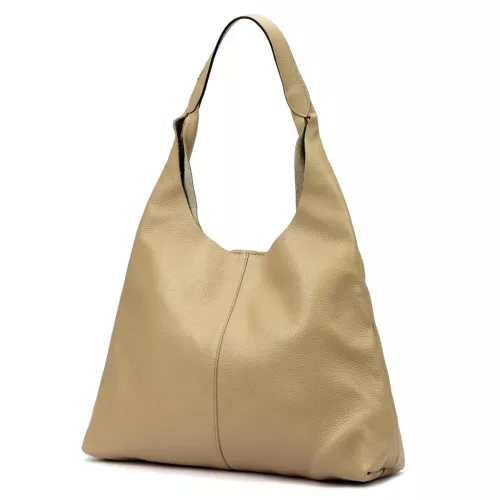  Dámska kožená kabelka cez rameno Luka 26-082 v béžovej farbe 50 x 42 x 11 cm