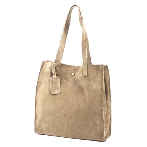  Dámska béžová semišová kožená kabelka Luka 25-041 31 x 33 x 11 cm