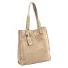  Dámska béžová semišová kožená kabelka Luka 25-041 31 x 33 x 11 cm