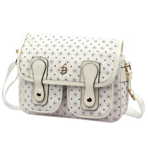 BRICIOLE 4195# fehér női rostbőr táska 28 x 20 x 13 cm