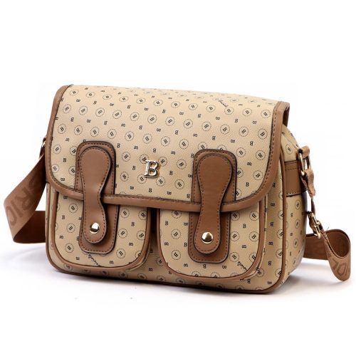 BRICIOLE 4195# bézs női rostbőr táska 28 x 20 x 13 cm