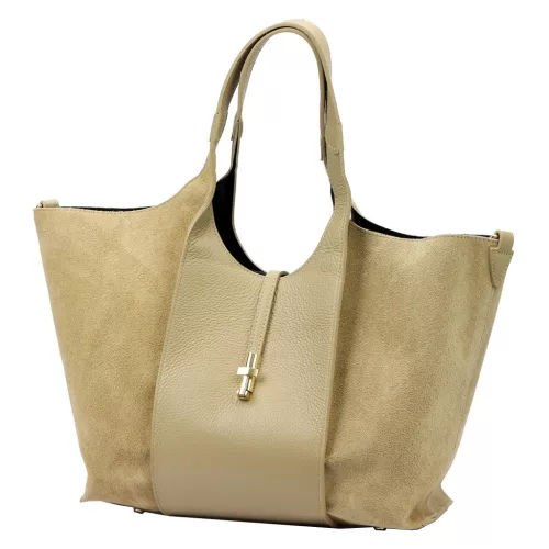  Dámska kožená kabelka Luka 26-068 béžovej farby 45 x 30 x 16 cm