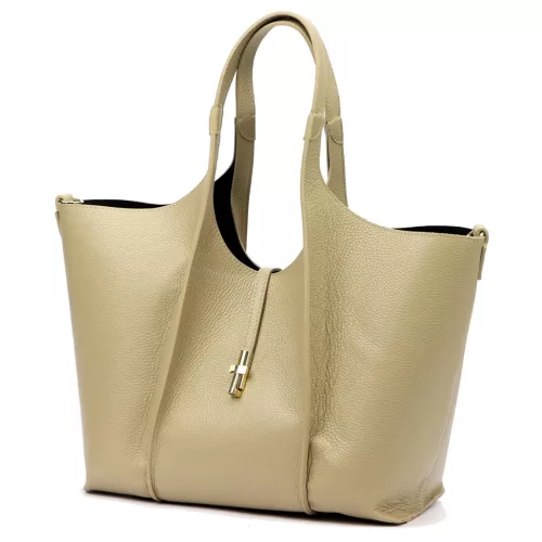 Dámska kožená kabelka Luka 26-068 DOLLARO béžovej farby 45 x 30 x 16 cm