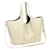  Dámska kožená kabelka Luka 26-068 DOLLARO krémovej farby 45 x 30 x 16 cm