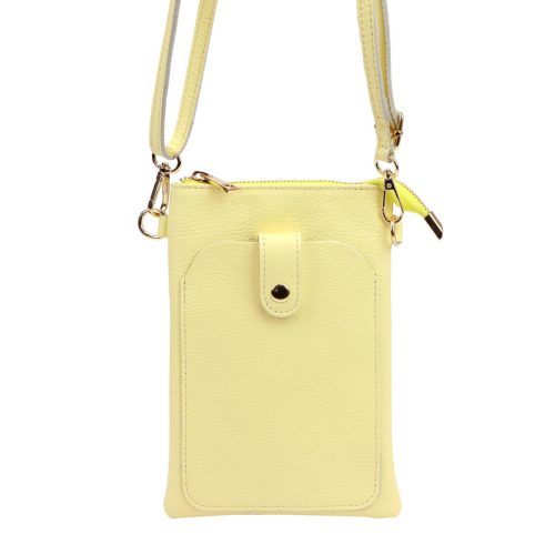 Luka 20-070 halvány sárga női bőr telefontartó, partytáska 14 x 21 x 3.5 cm