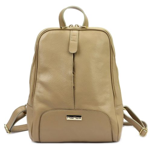 MiaMore 2001 DOLLARO taupe női marhabőr hátizsák 26 x 33 x 12 cm