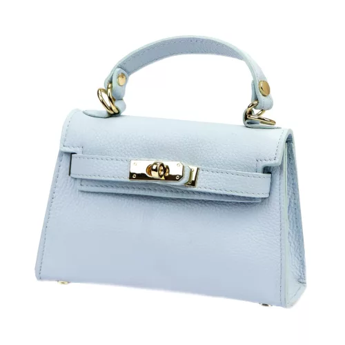  Dámska kožená kabelka Luka 24-002 pastelovej modrej farby, crossbody 21 x 14 x 8 cm