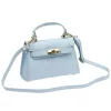  Dámska kožená kabelka Luka 24-002 pastelovej modrej farby, crossbody 21 x 14 x 8 cm