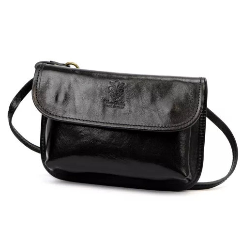  Dámska kožená crossbody kabelka Florence 71 čierna 20,5 x 14 x 5 cm