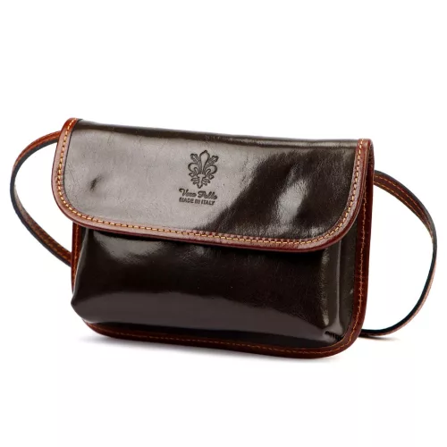  Dámska kožená crossbody kabelka Florence 71 tmavohnedej farby 20,5 x 14 x 5 cm