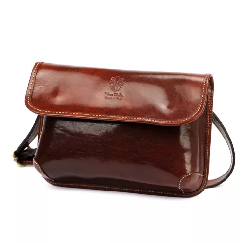  Dámska hnedá kožená crossbody kabelka Florence 70 25 x 17 x 6 cm