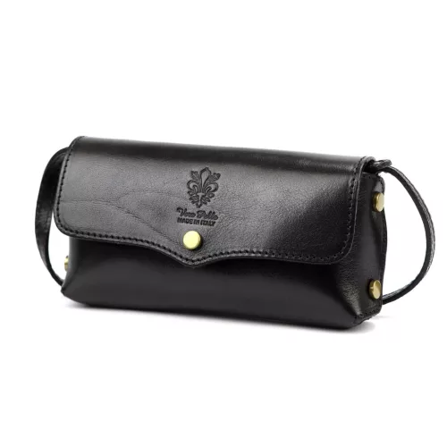  Dámska kožená crossbody kabelka Florence 72 čierna 20 x 10 x 6 cm