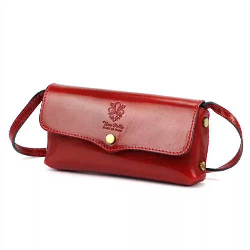  Dámska kožená crossbody kabelka Florence 72 červená 20 x 10 x 6 cm