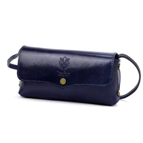    Dámska kožená crossbody kabelka Florence 72 v námorníckej modrej farbe 20 x 10 x 6 cm