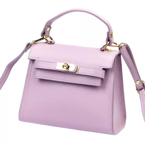  Dámska kožená kabelka Luka 19-17 MN pastelovo fialovej farby, crossbody 23 x 19 x 12,5 cm