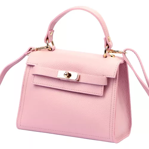  Dámska kožená kabelka Luka 19-17 MN ružová, crossbody 23 x 19 x 12,5 cm