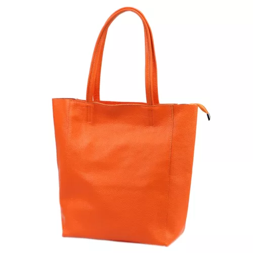  Dámska kožená kabelka cez rameno Luka 26-084 mandarínkovo oranžová, 40 x 37 x 13 cm