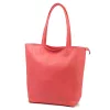  Dámska kožená kabelka cez rameno Luka 26-084 koralovo červená, shopper 40 x 37 x 13 cm