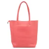  Dámska kožená kabelka cez rameno Luka 26-084 koralovo červená, shopper 40 x 37 x 13 cm