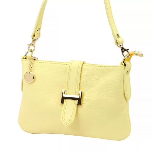Luka 25-068  női bőr, pasztell sárga válltáska oldalpántal