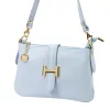 Luka 25-068 pasztell kék női bőr válltáska oldalpánttal 25 x 16 x 5 cm