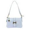 Luka 25-068 pasztell kék női bőr válltáska oldalpánttal 25 x 16 x 5 cm